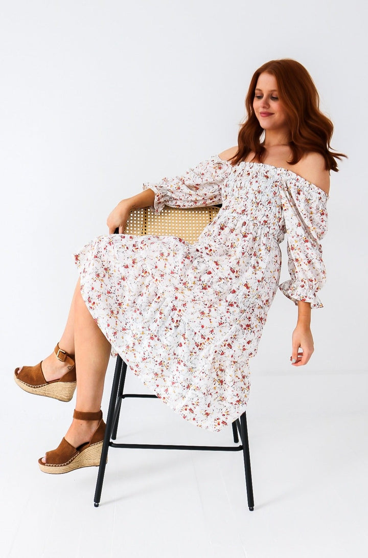 The Secret Garden Off the Shoulder Midi Dress