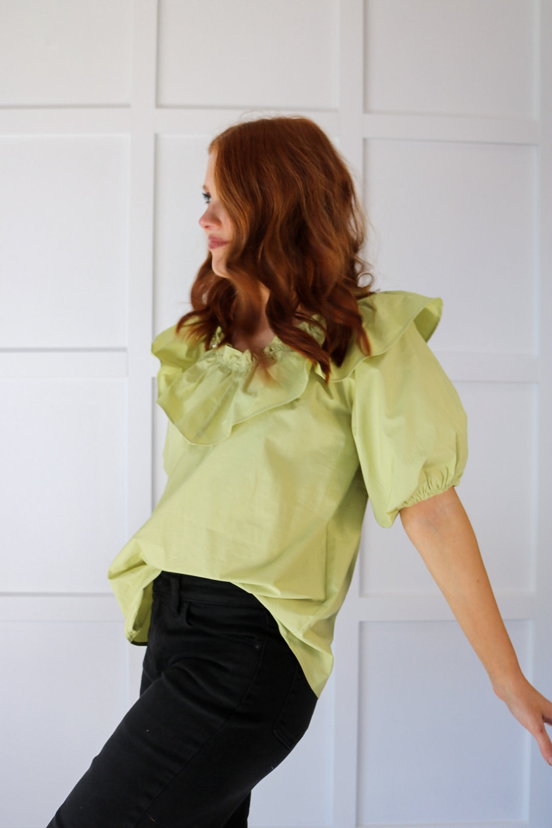 Electric V-Neck Ruffle Top