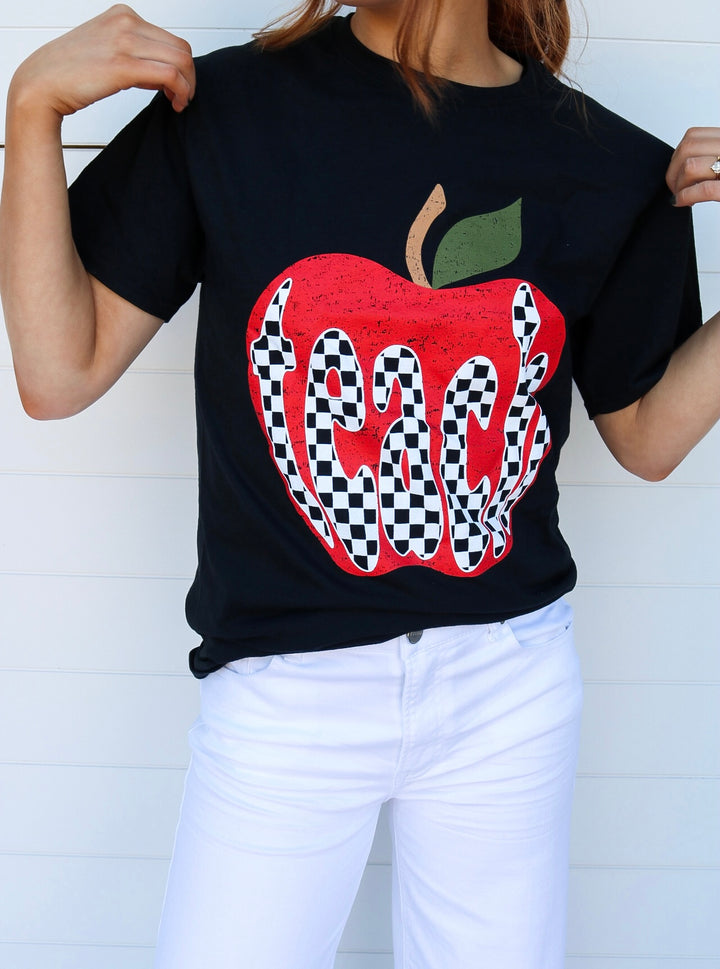 Checkered Apple “TEACH” Tee