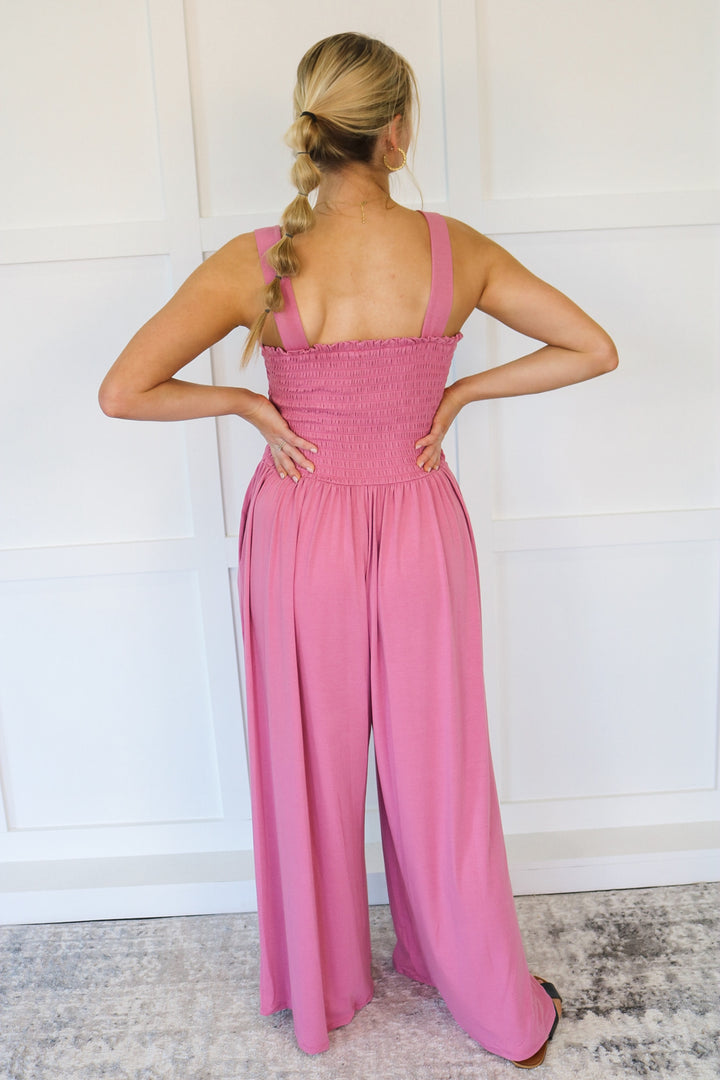 Rose Jumpsuit with Smocking