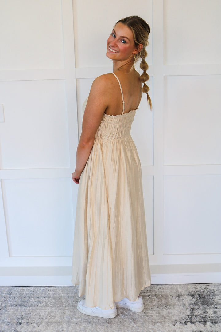 Make a Toast Flowy Pleated Maxi Dress