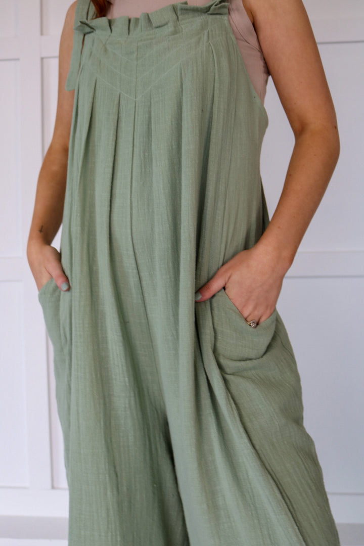 Make Waves Sage Green Jumpsuit