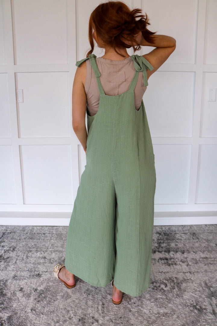 Make Waves Sage Green Jumpsuit