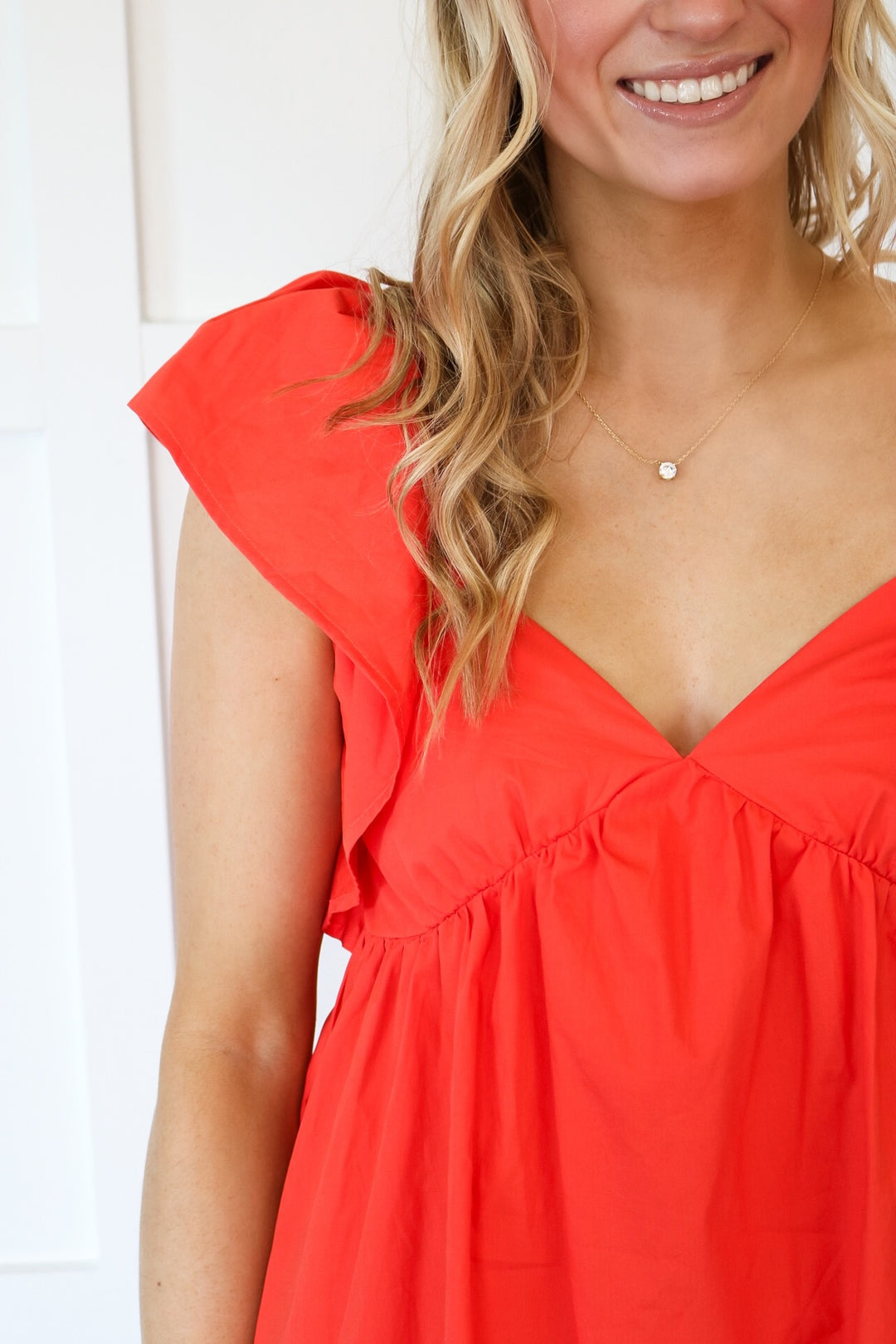 Scarlet Sunset Ruffle Babydoll Dress