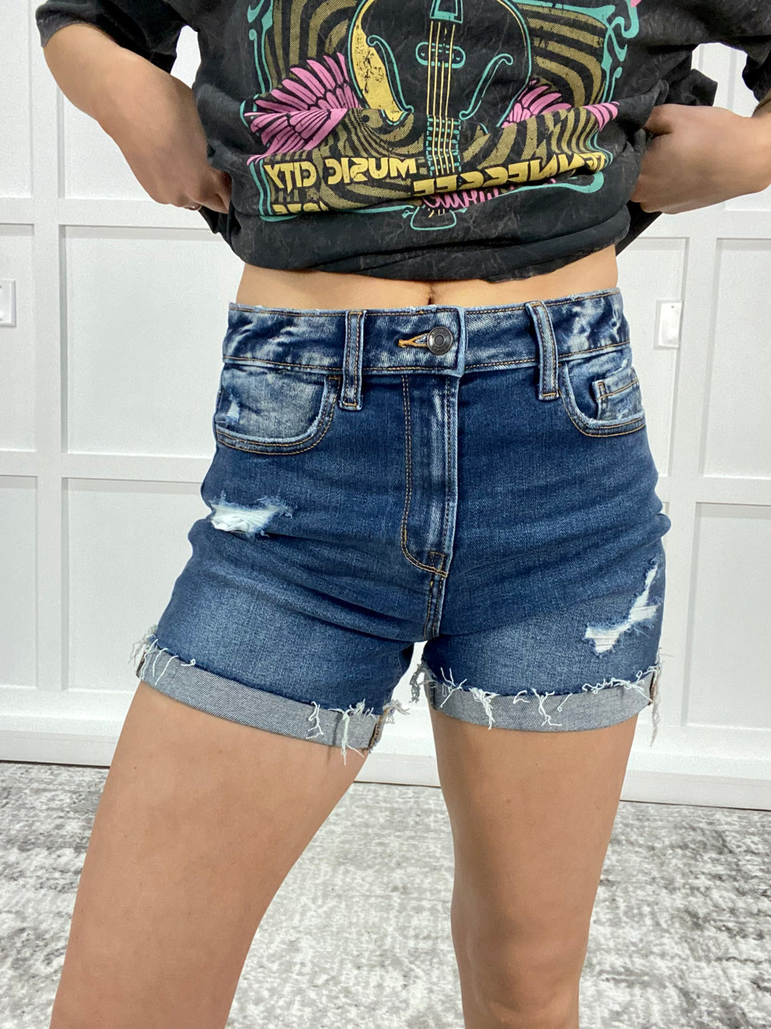 The Perfect Distressed Denim Shorts