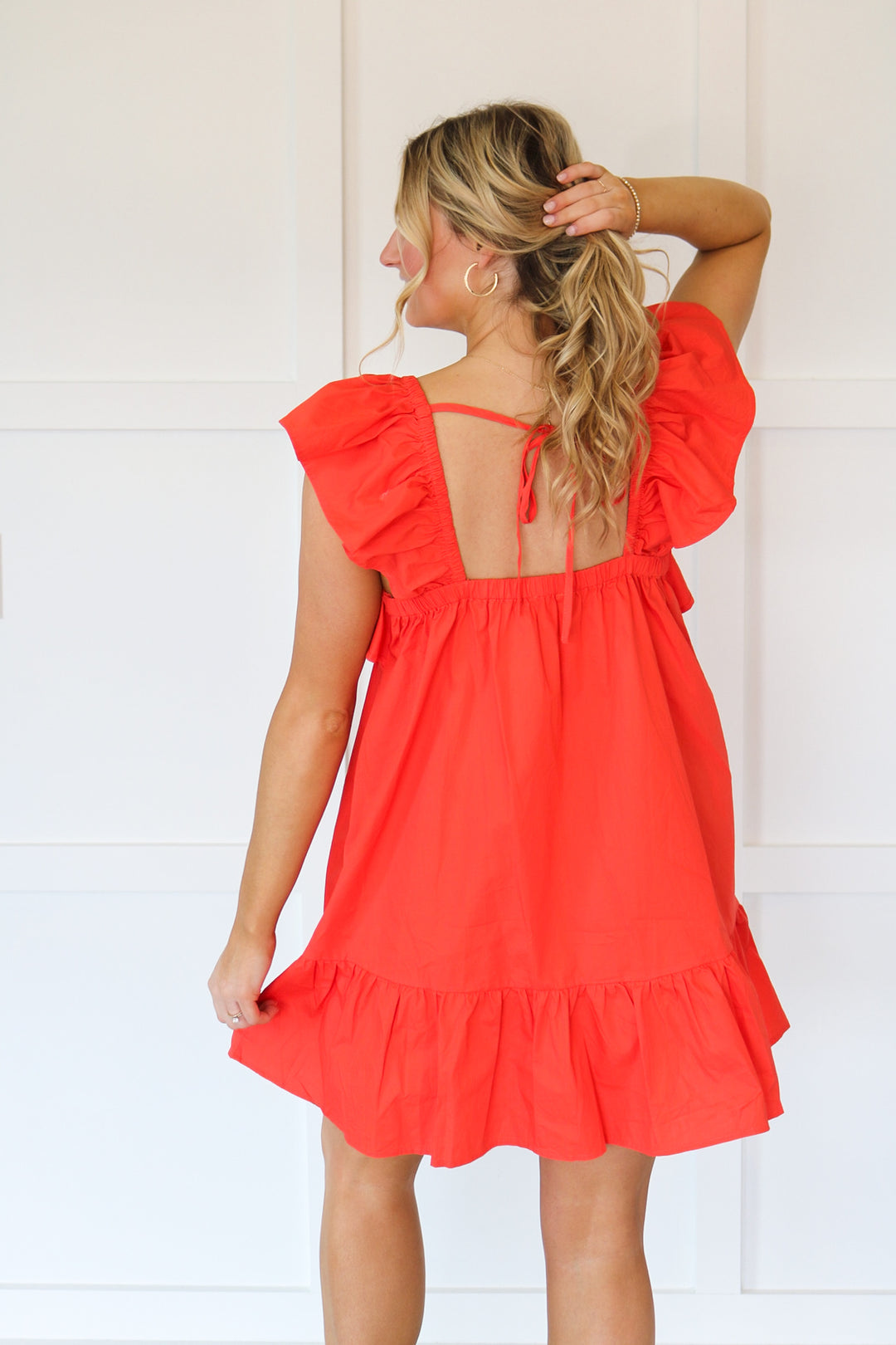 Scarlet Sunset Ruffle Babydoll Dress