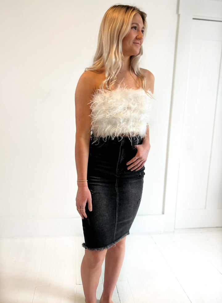 Pixie Feathered Crop Top