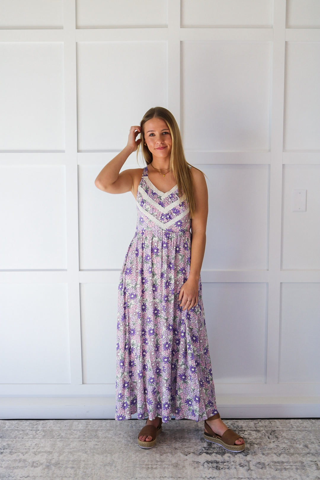 Petals & Lace Tie Back Maxi Dress