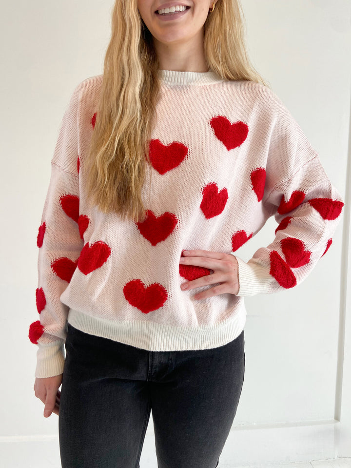 Kiss Me Sweater / Red + White