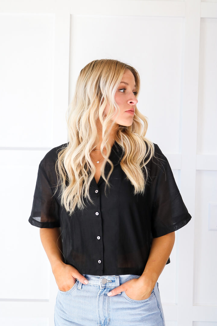 Dark & Flirty Button Down Top