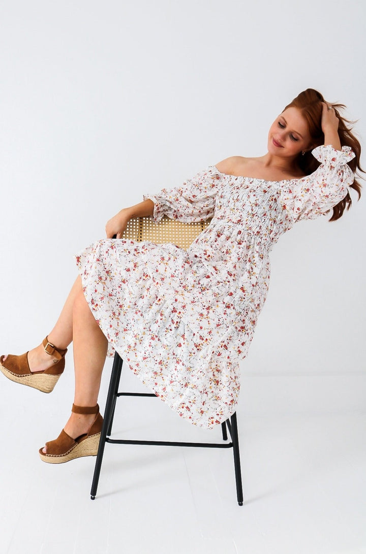 The Secret Garden Off the Shoulder Midi Dress