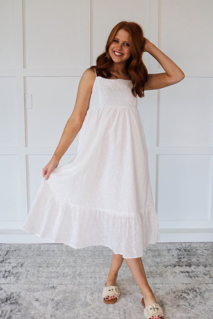 Conch Eyelet Midi Dress