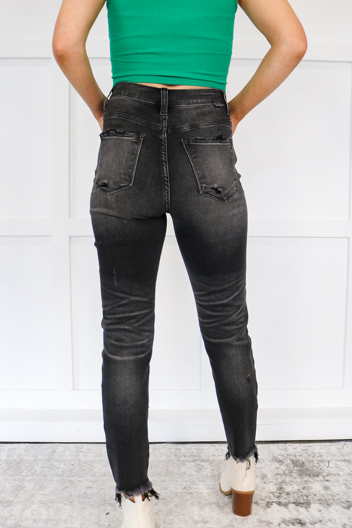 Courtney High Waisted Washed Black Risen Skinny Jeans