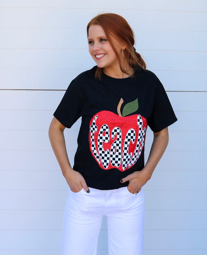 Checkered Apple “TEACH” Tee