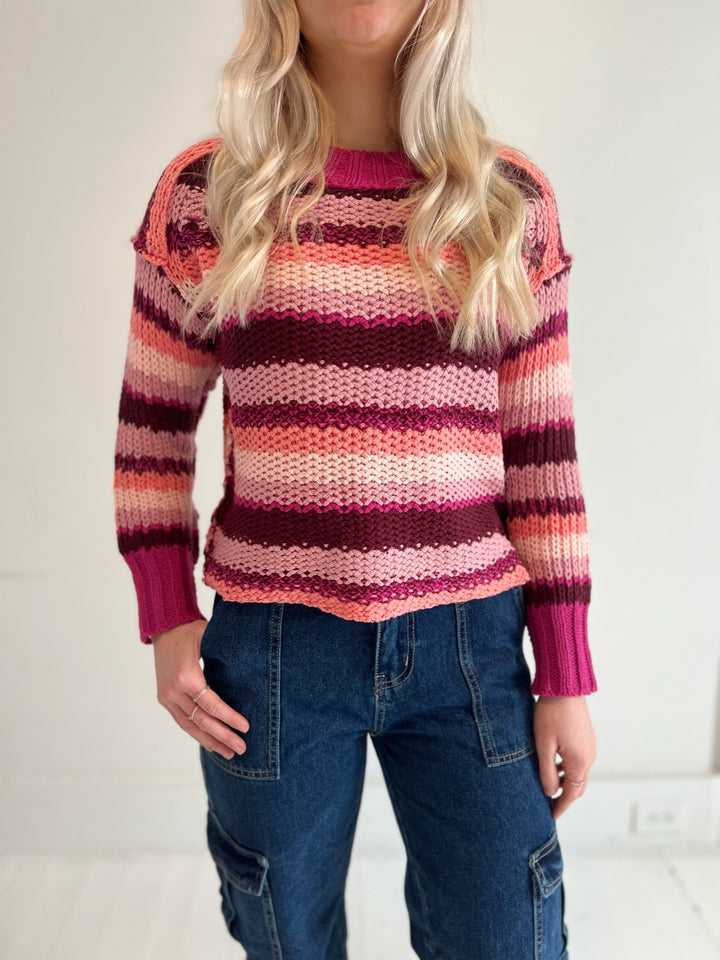 Kyli Stripe Crop Sweater